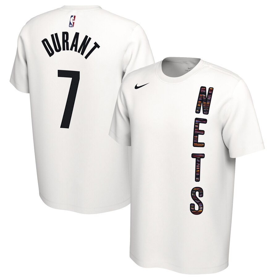 Men 2020 NBA Nike Kevin Durant Brooklyn Nets White 201920 Earned Edition Name  Number TShirt->ncaa teams->NCAA Jersey
